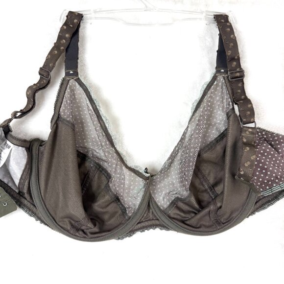 FREYA Mesh Sheer Polka Dot Lace Trim Underwire Plunge Bra Womens 34G AA3221 - Picture 4 of 4